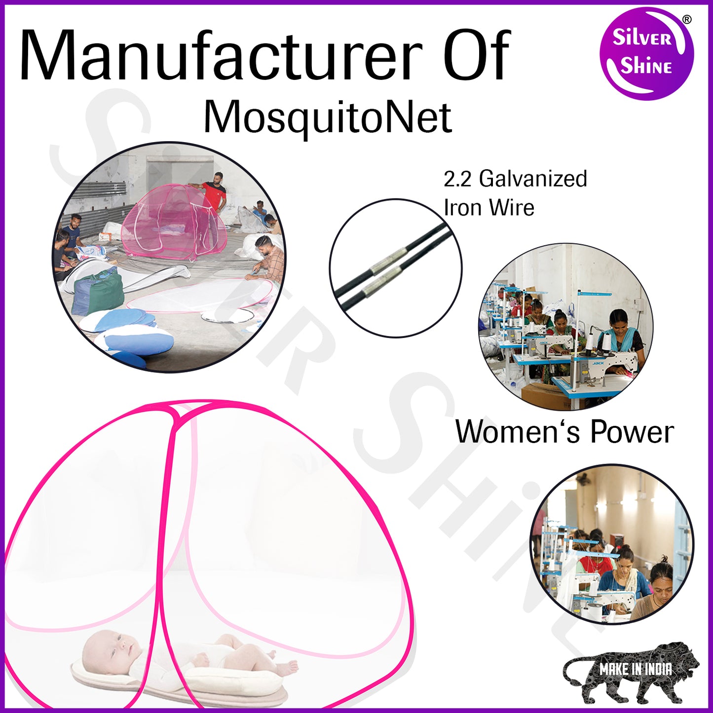 White Pink Baby Mosquito net