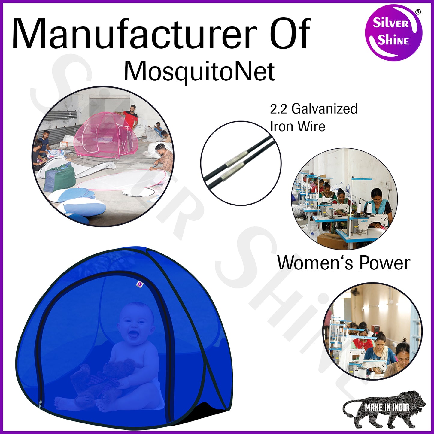 Blue Baby Mosquito net With Base