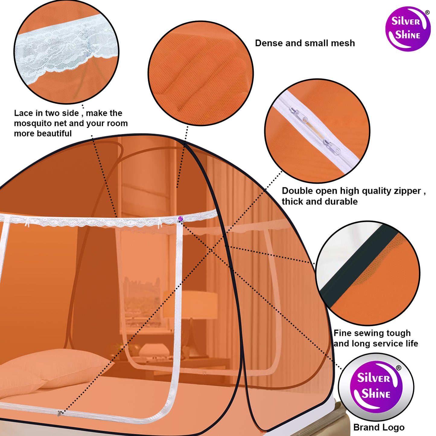 Orange Mosquito Net (Double Bed)
