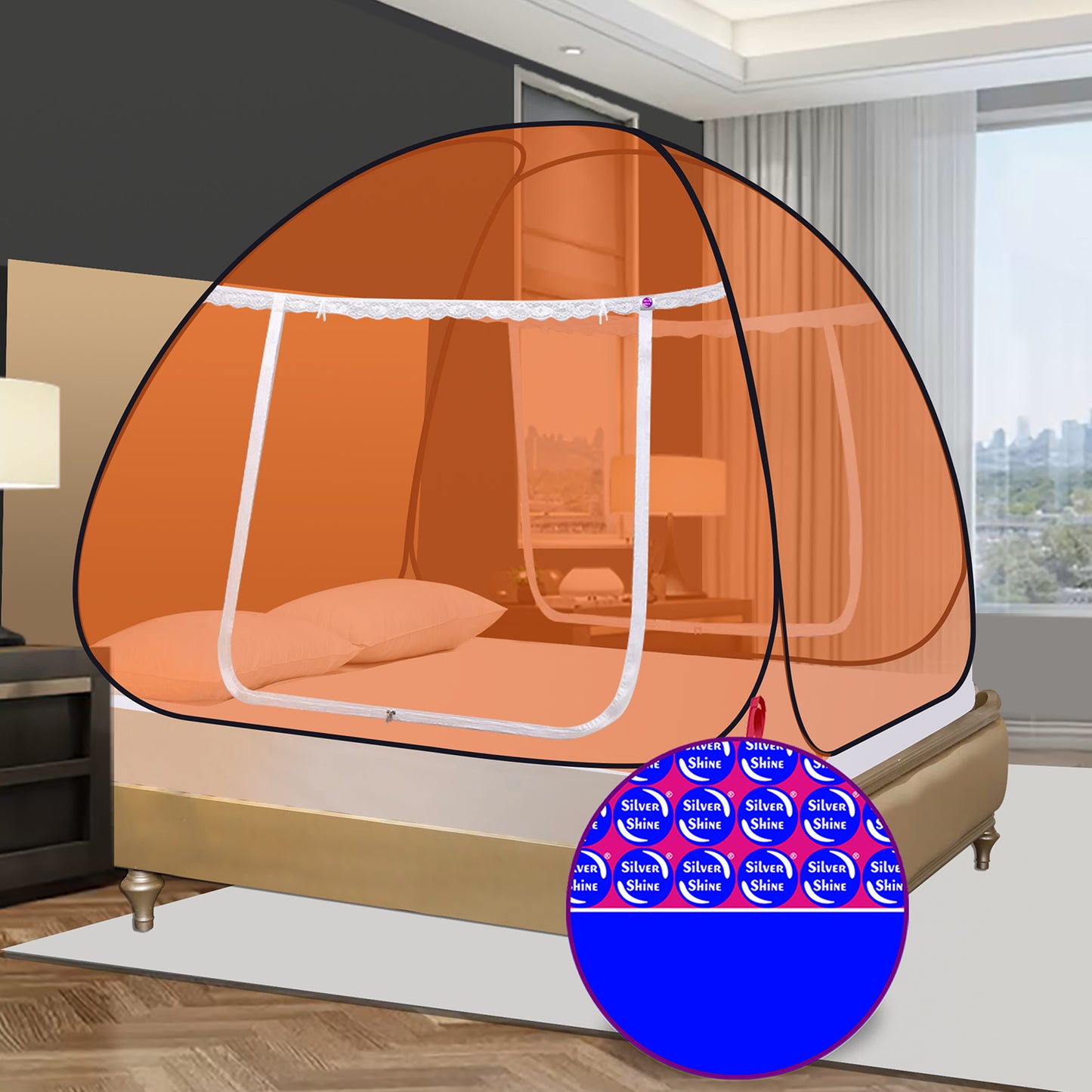 Orange Mosquito Net (Double Bed)