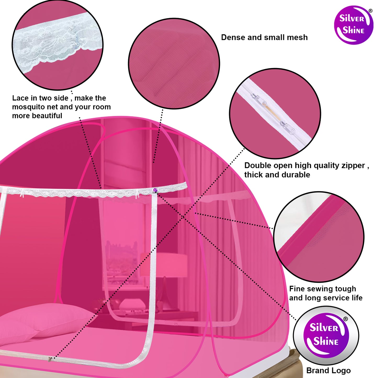 Pink Mosquito Net (Double Bed)
