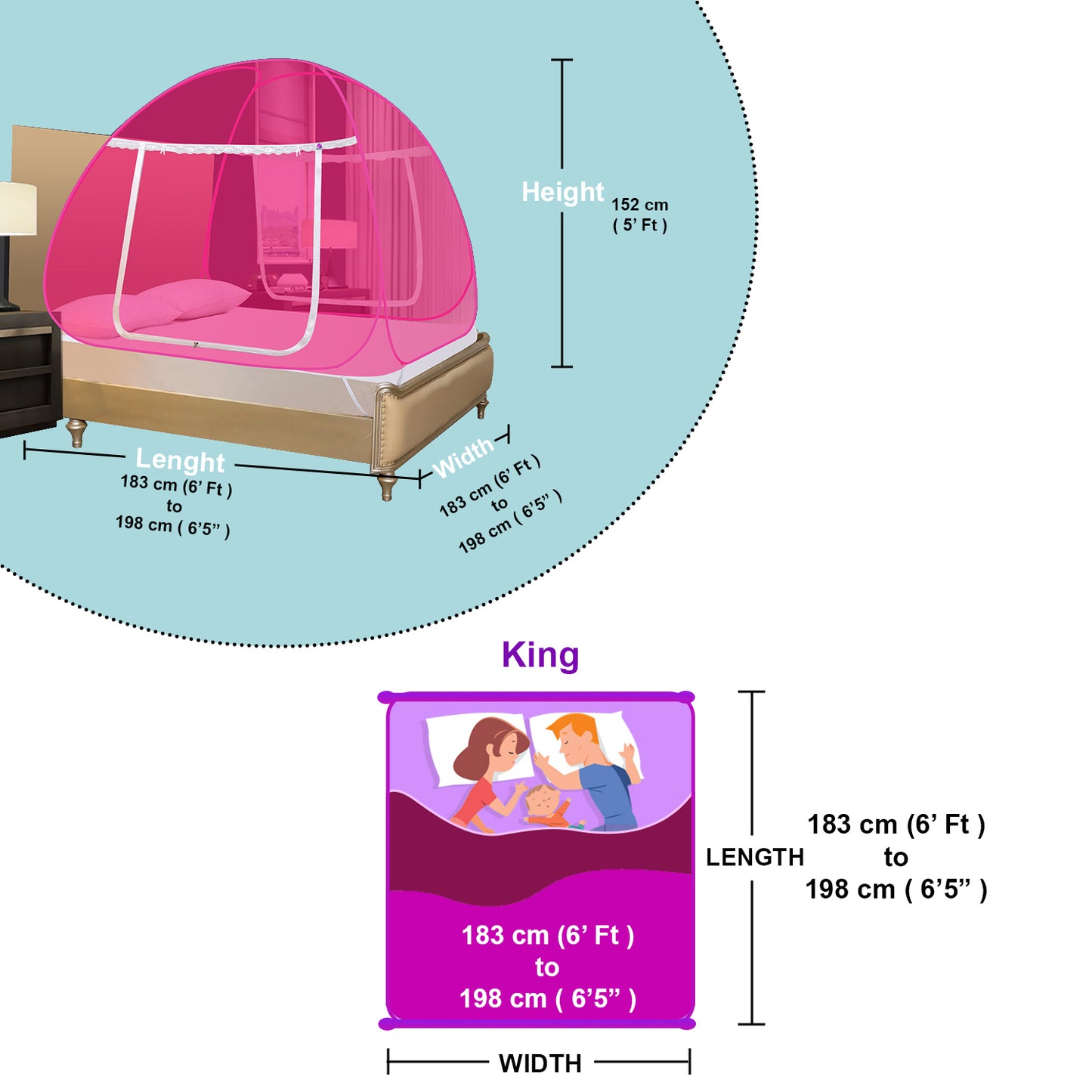 Pink Mosquito Net (Double Bed)