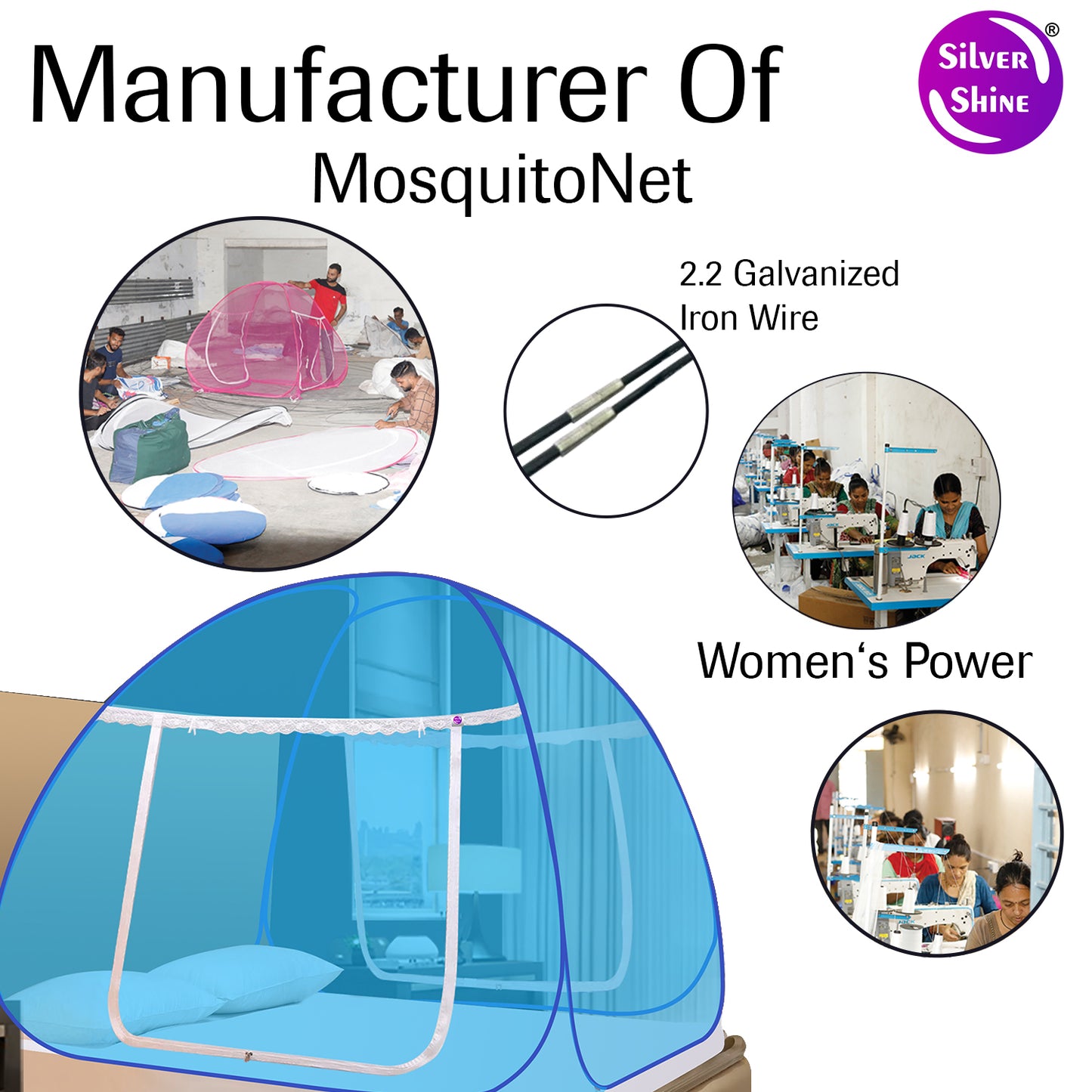 Sky Blue Mosquito Net (Double Bed)