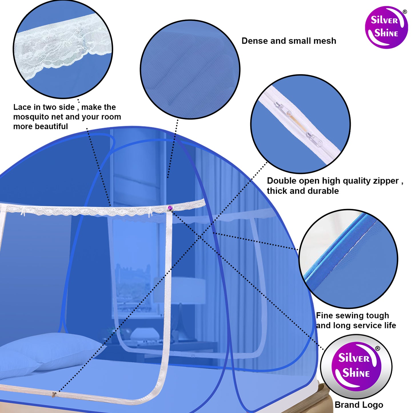 Blue Mosquito Net (Double Bed)