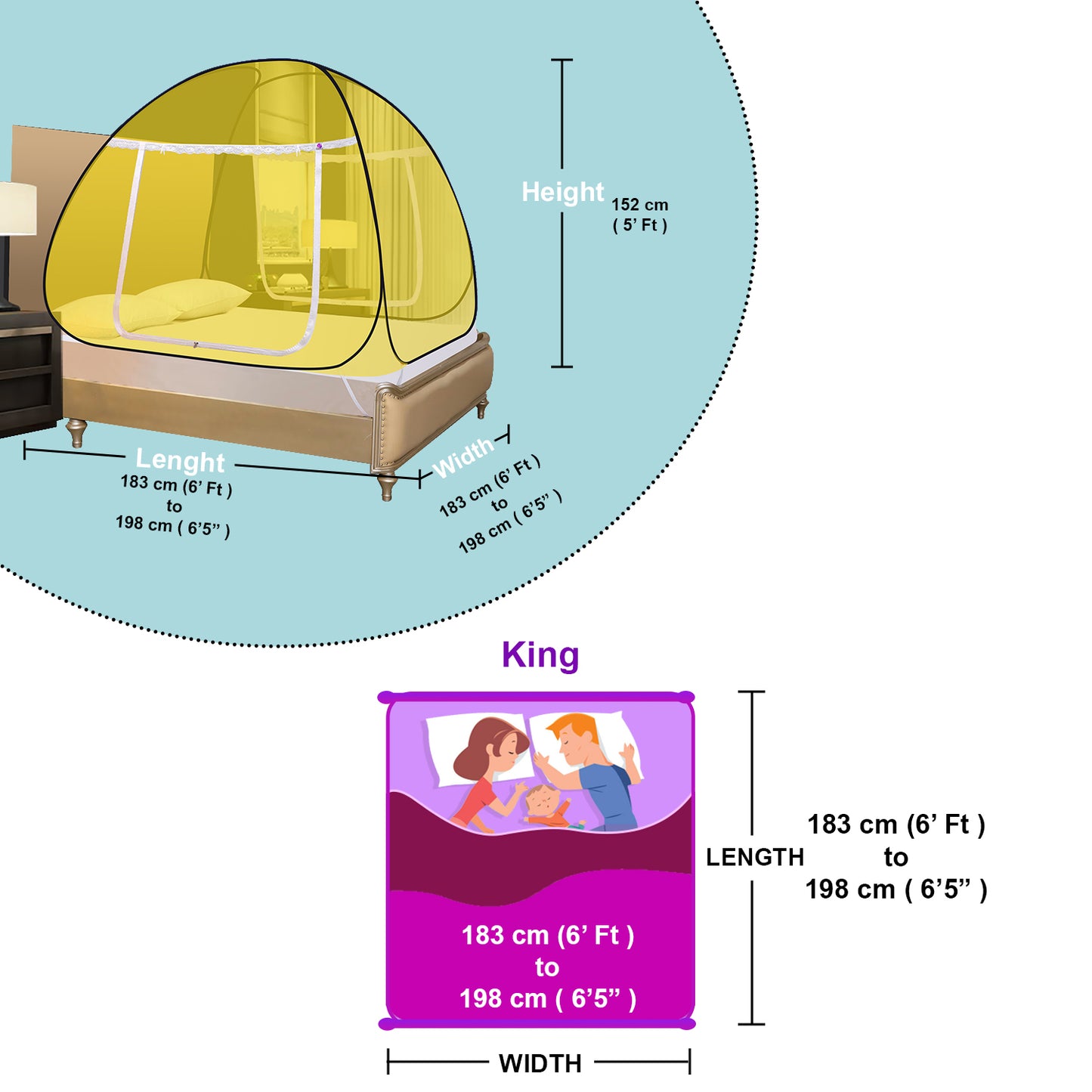 Yellow Mosquito Net (Double Bed)