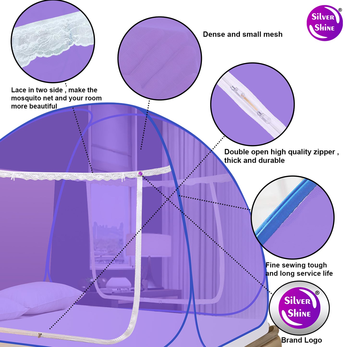 Purple Mosquito Net (Double Bed)