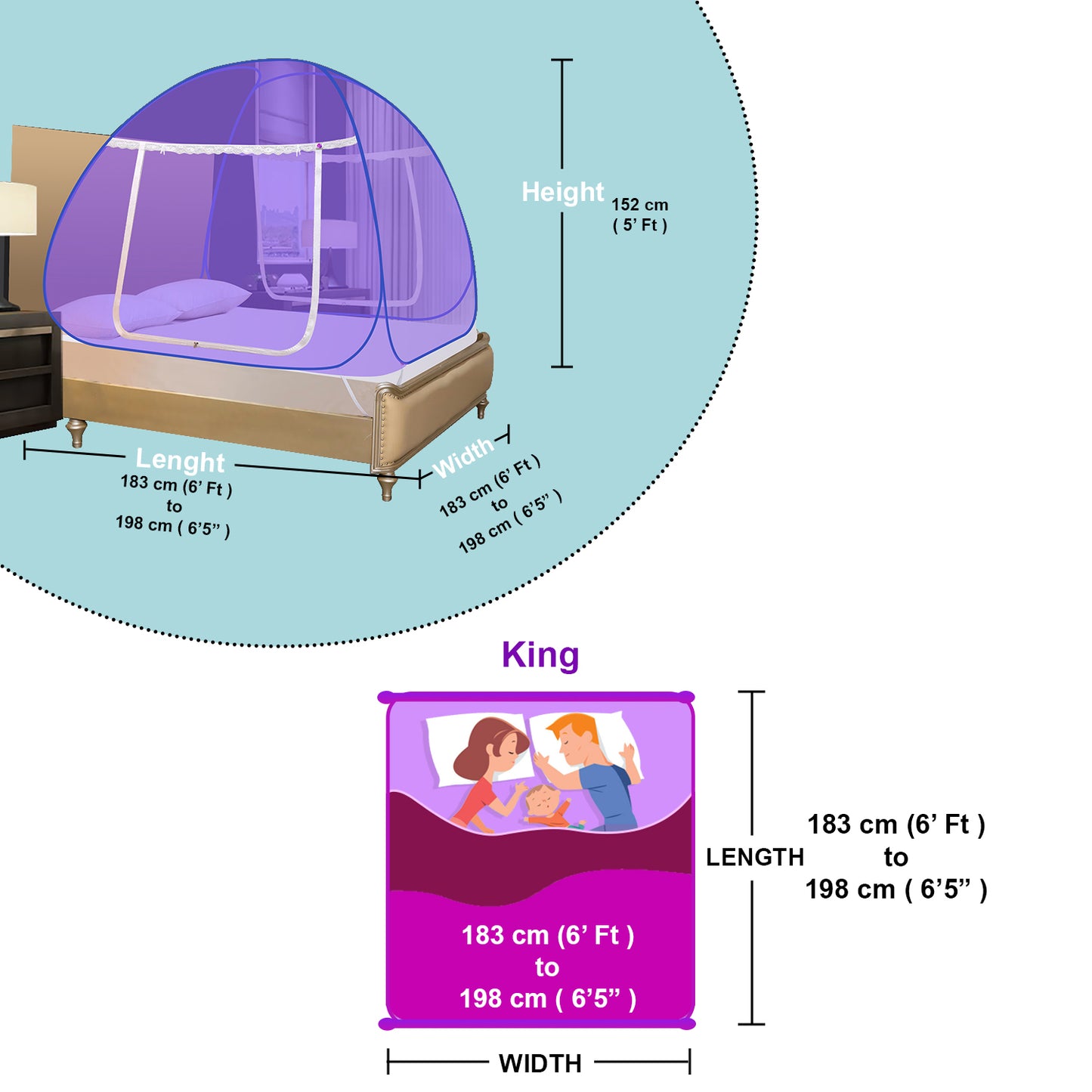 Purple Mosquito Net (Double Bed)