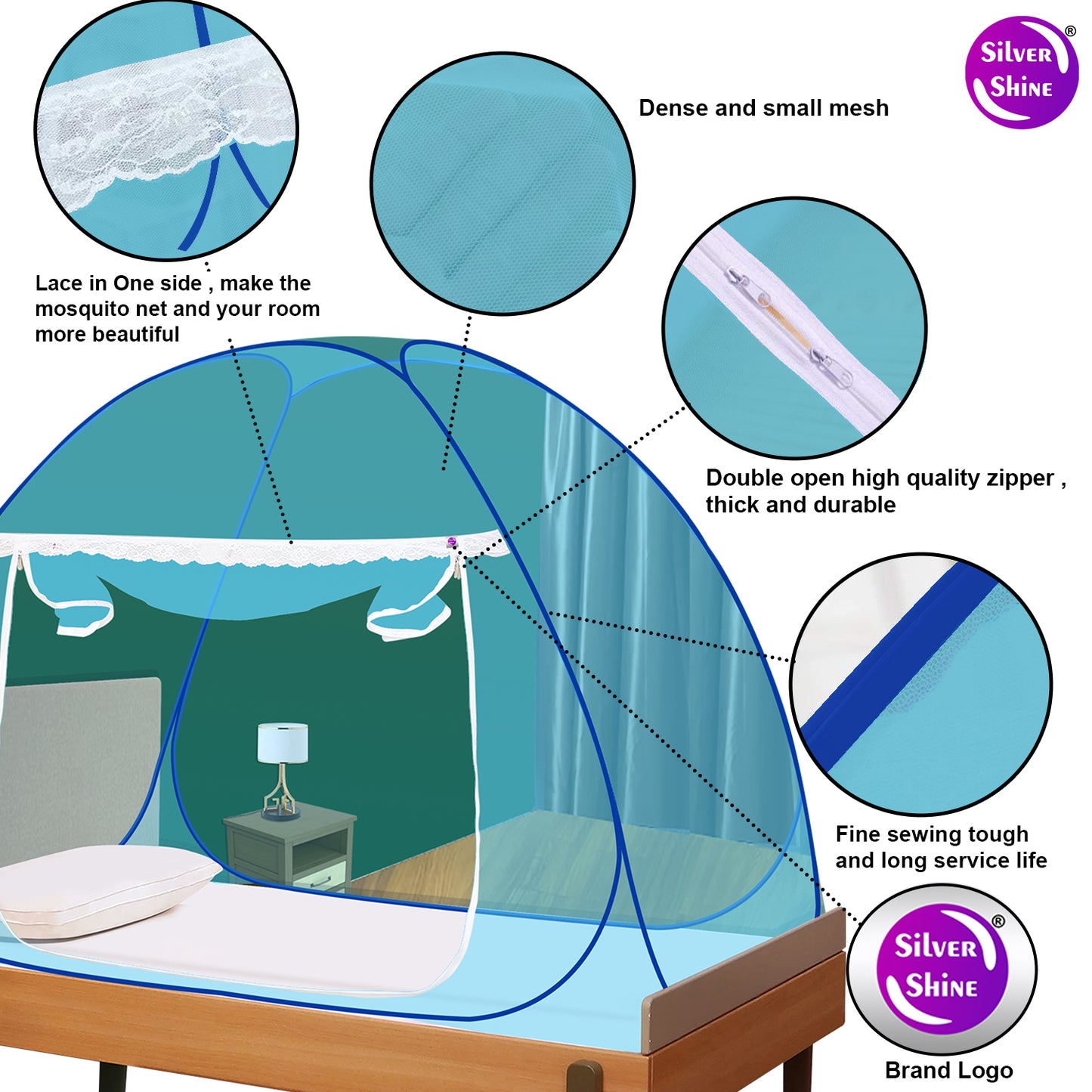 Sky Blue Mosquito Net (Single Bed)