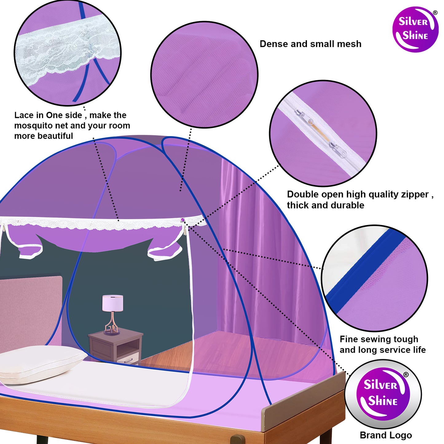 Purple Mosquito Net (Single Bed)