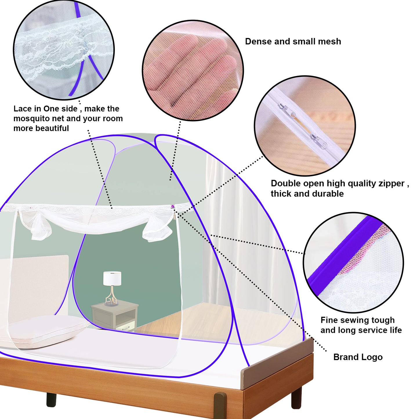 White Blue Mosquito Net (Single Bed)