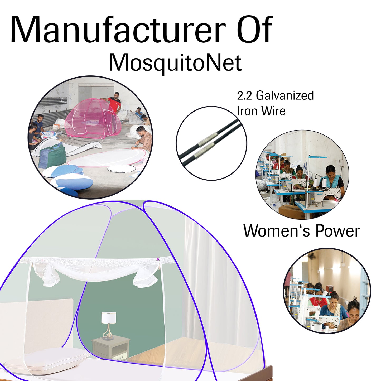 White Blue Mosquito Net (Single Bed)