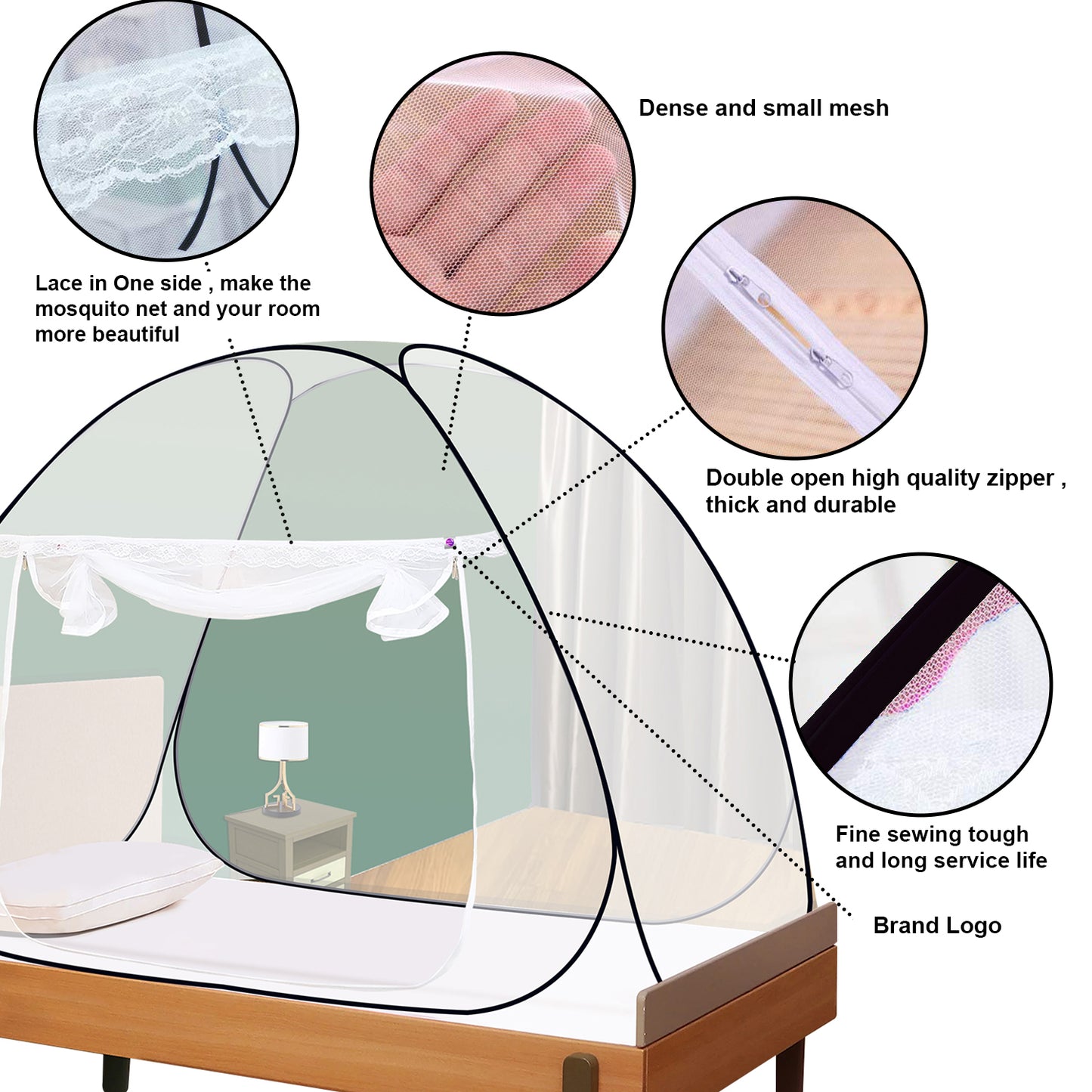White Black Mosquito Net (Single Bed)