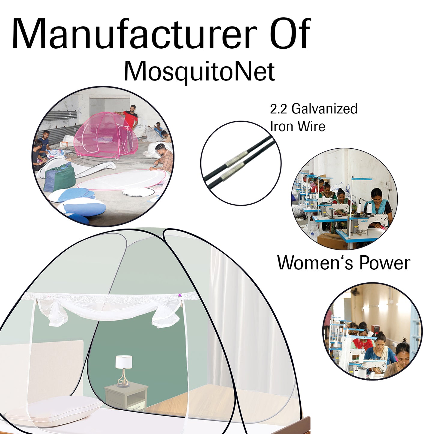 White Black Mosquito Net (Single Bed)