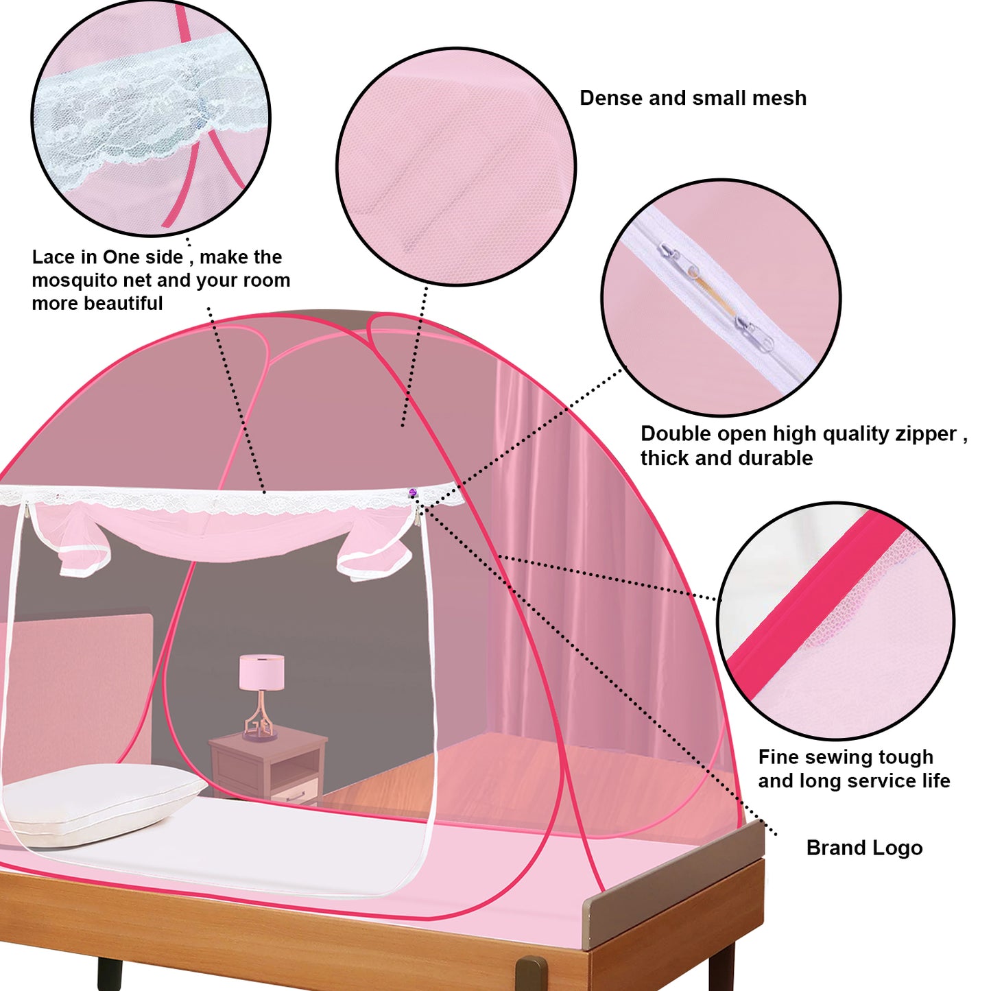 Pink Mosquito Net (Single Bed)