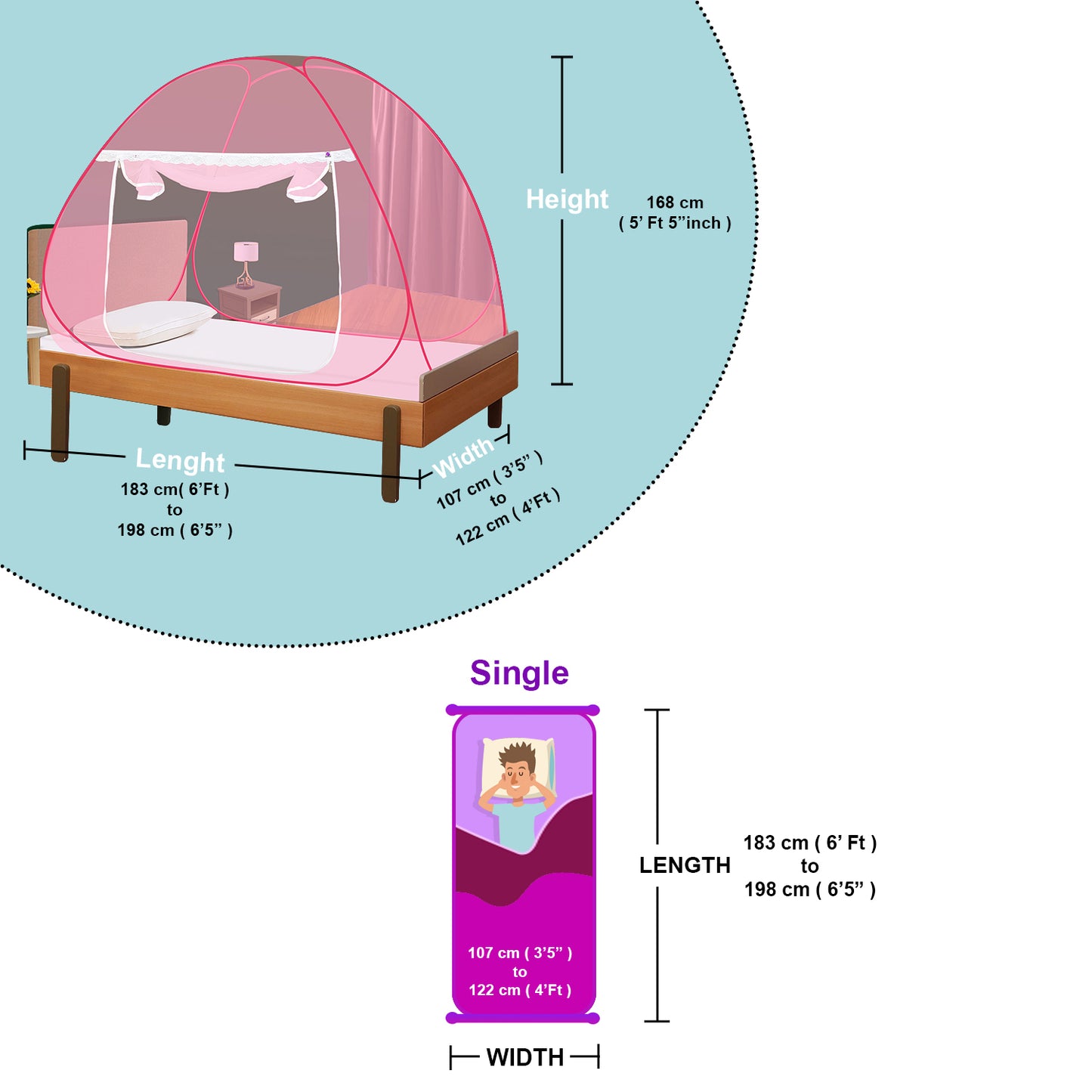 Pink Mosquito Net (Single Bed)