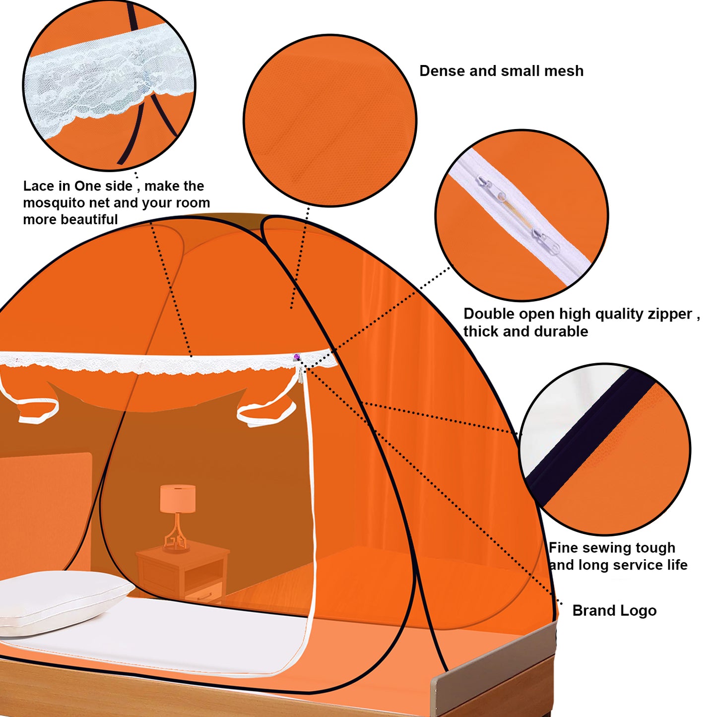 Orange Mosquito Net (Single Bed)