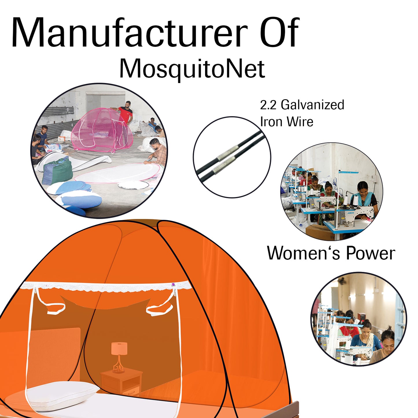 Orange Mosquito Net (Single Bed)