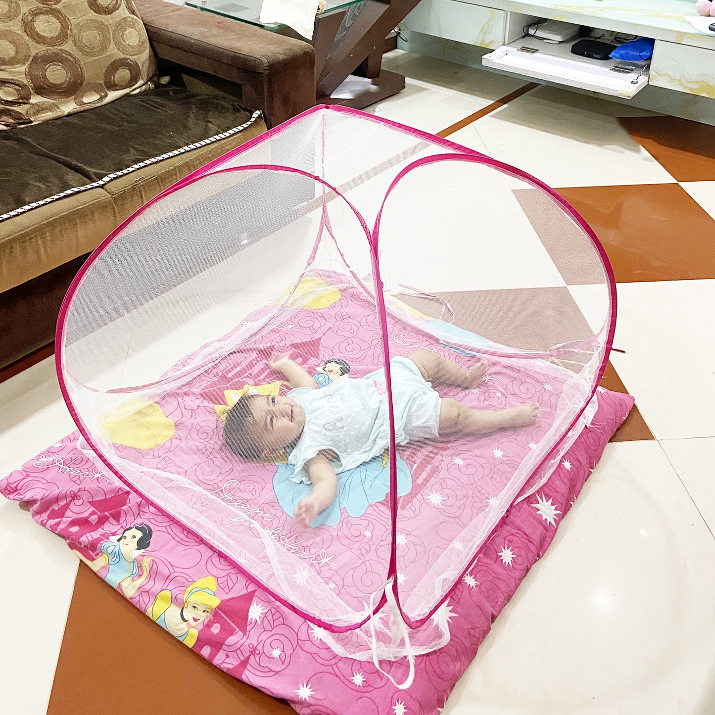 White Pink Baby Mosquito net