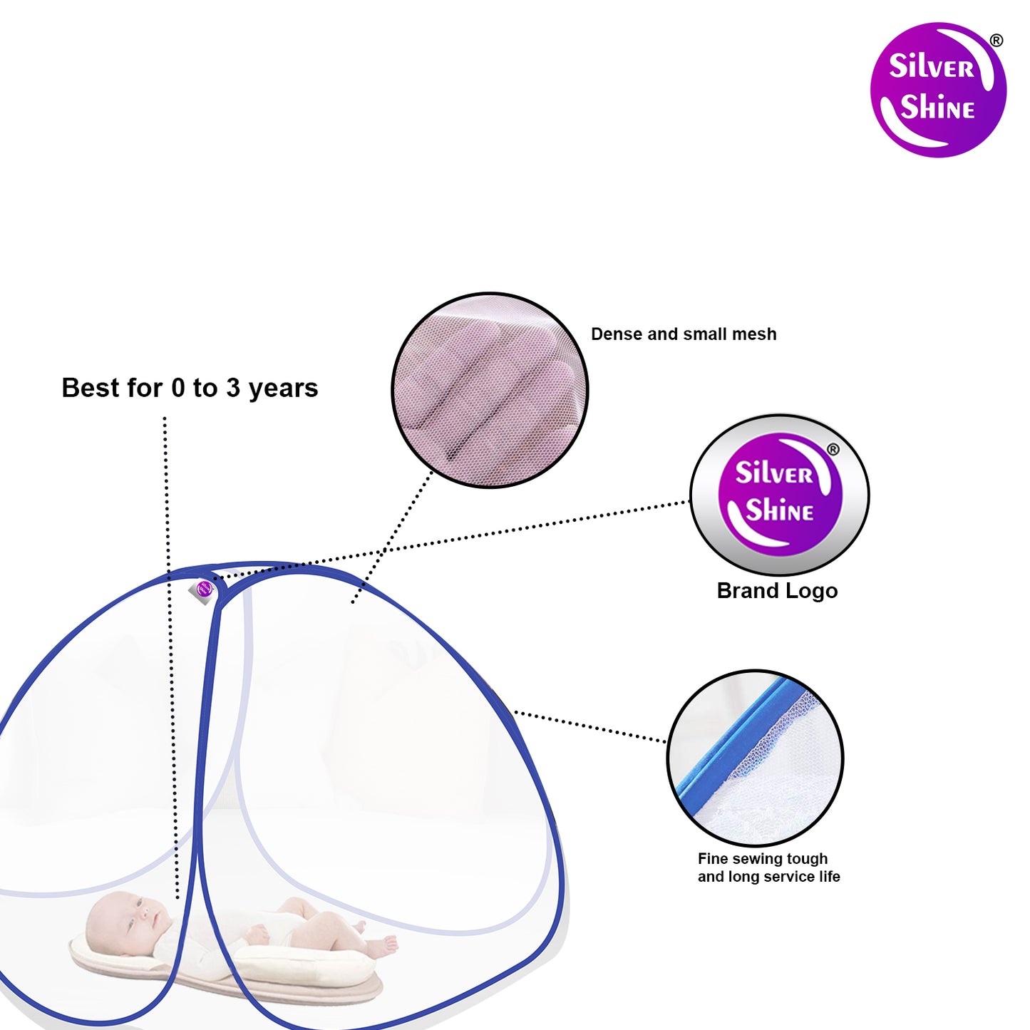 White Blue Baby Mosquito net