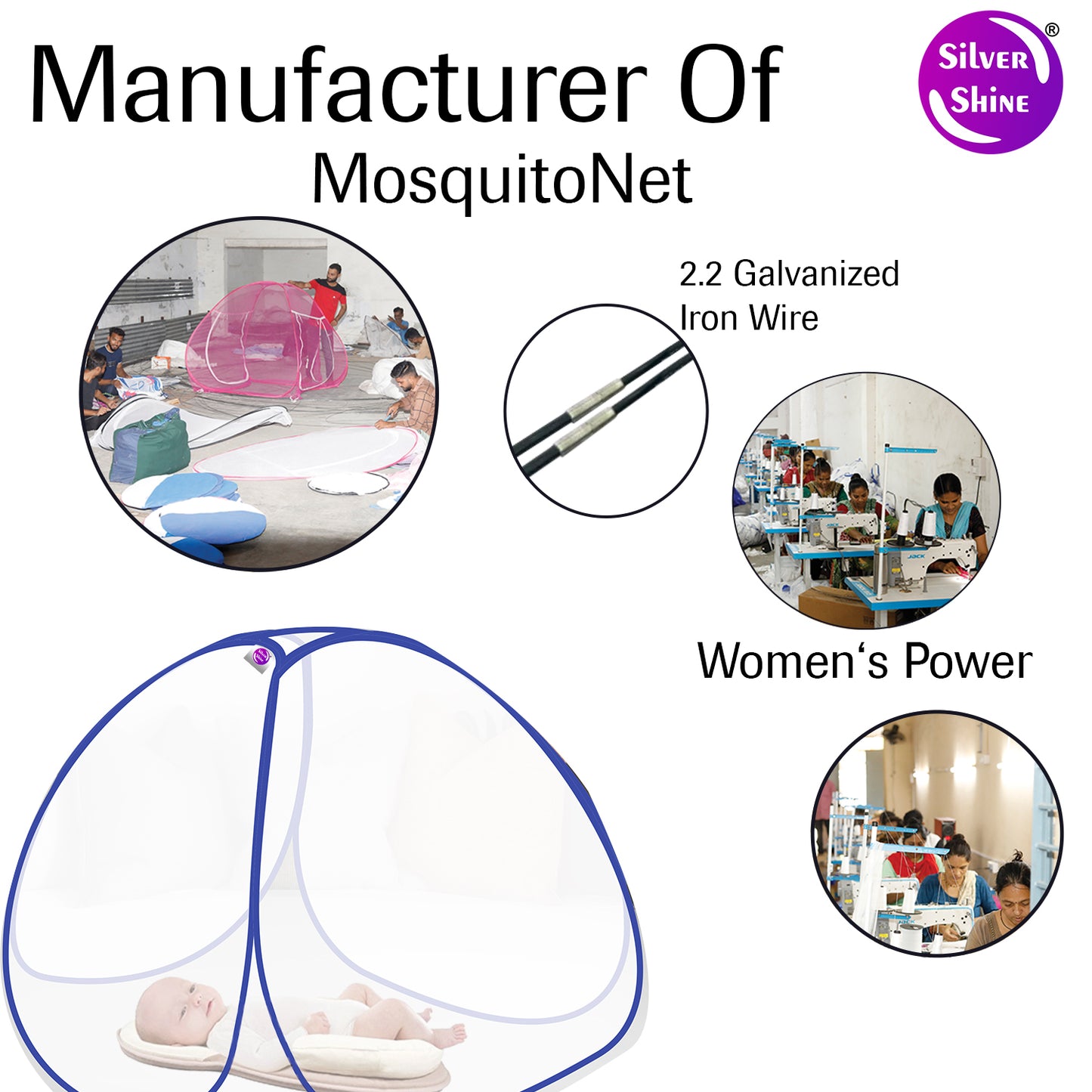 White Blue Baby Mosquito net