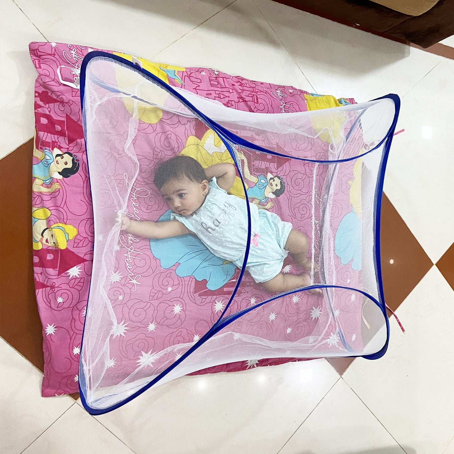 White Blue Baby Mosquito net