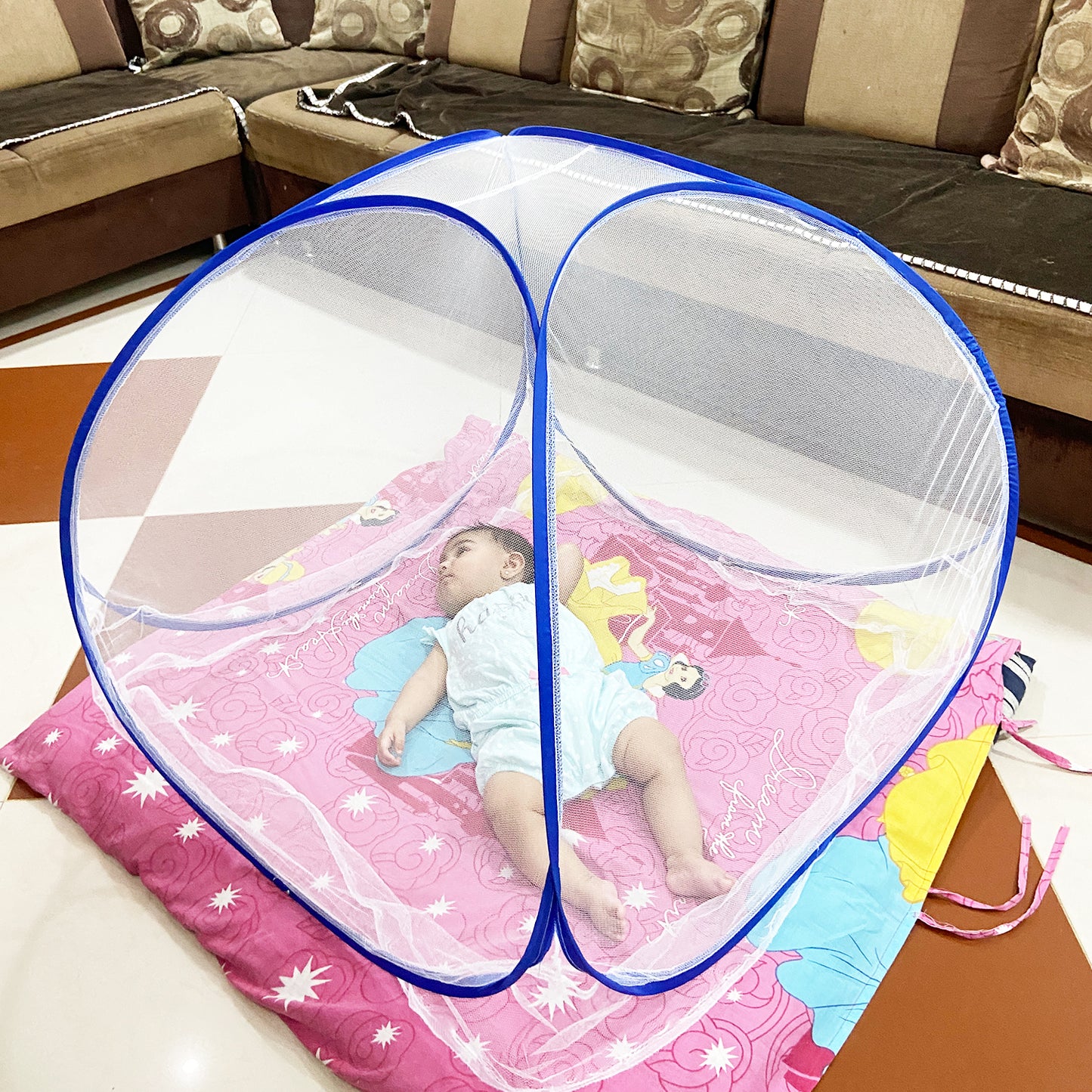 White Blue Baby Mosquito net