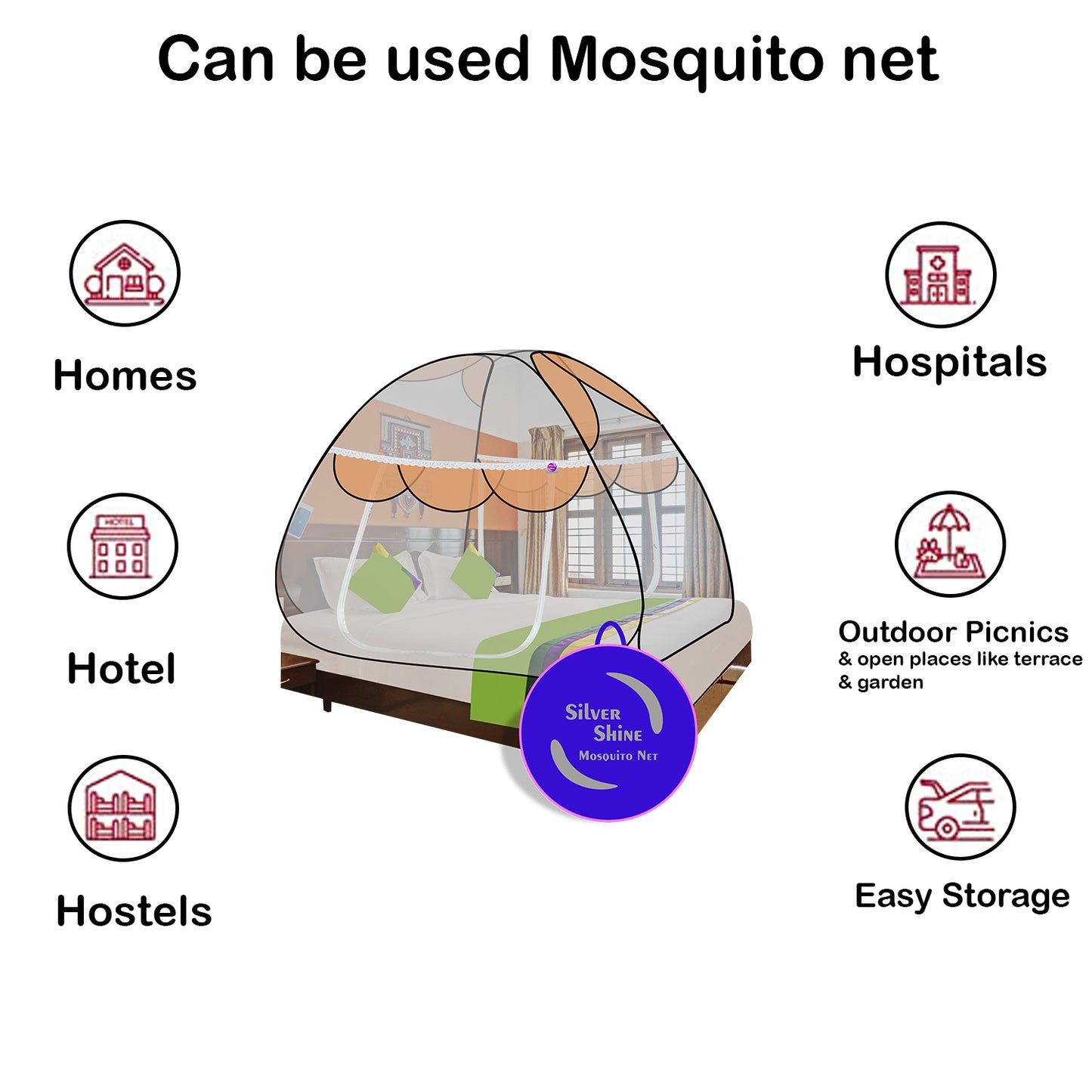 Premium Mosquito net Orange (Double Bed)