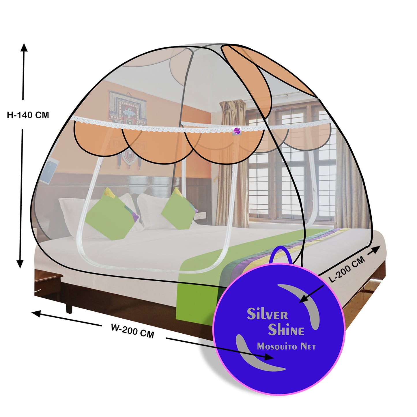 Premium Mosquito net Orange (Double Bed)