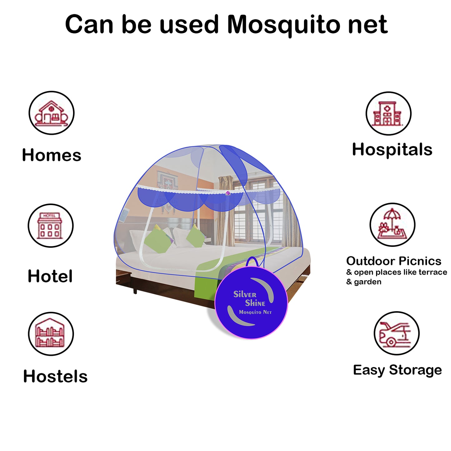 Premium Mosquito net Blue (Double Bed)