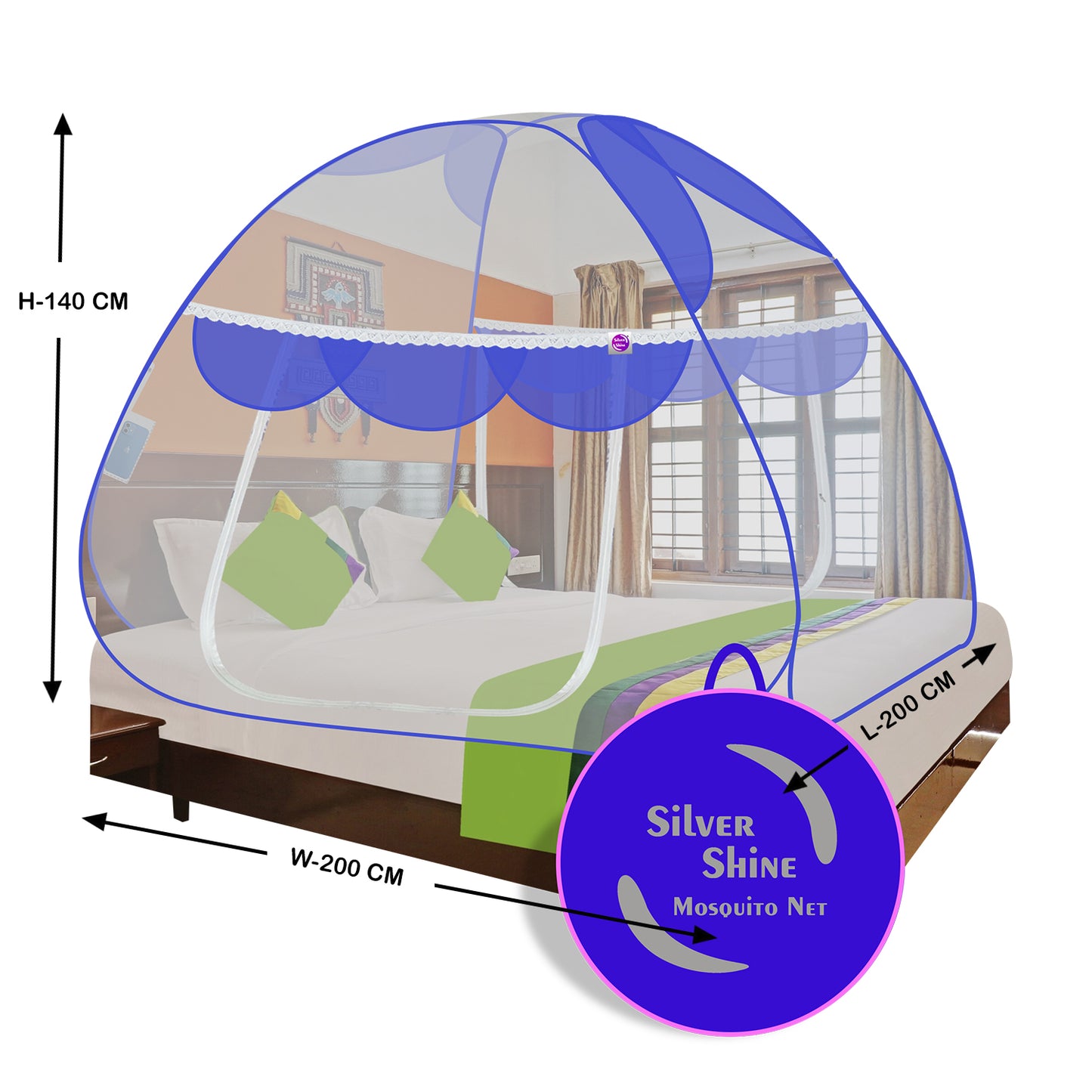 Premium Mosquito net Blue (Double Bed)