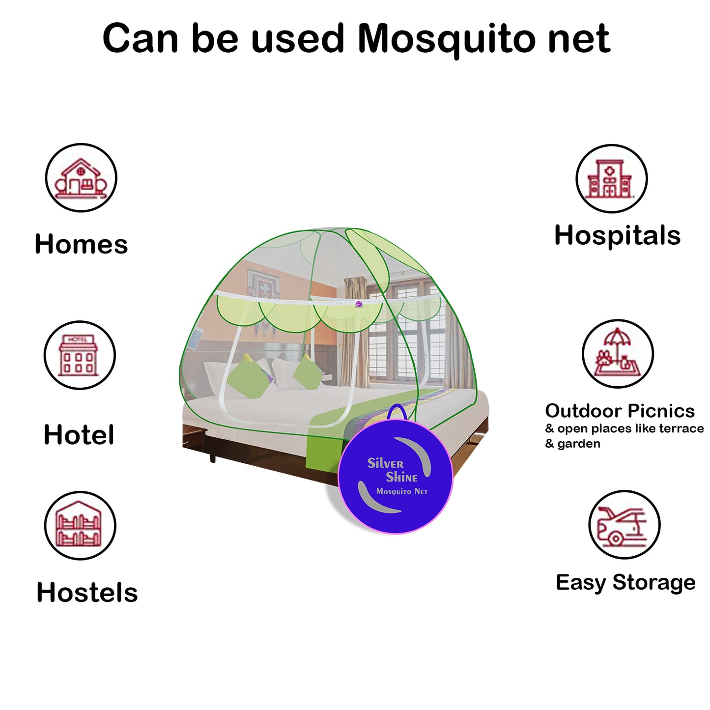Premium Mosquito net Green (Double Bed)