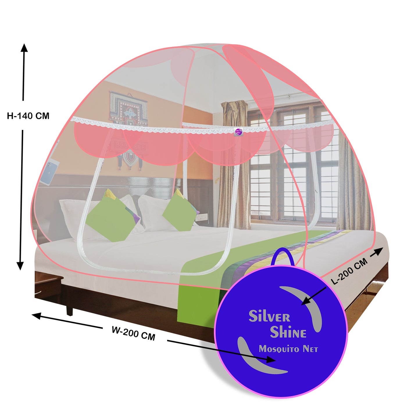 Premium Mosquito net Pink (Double Bed)