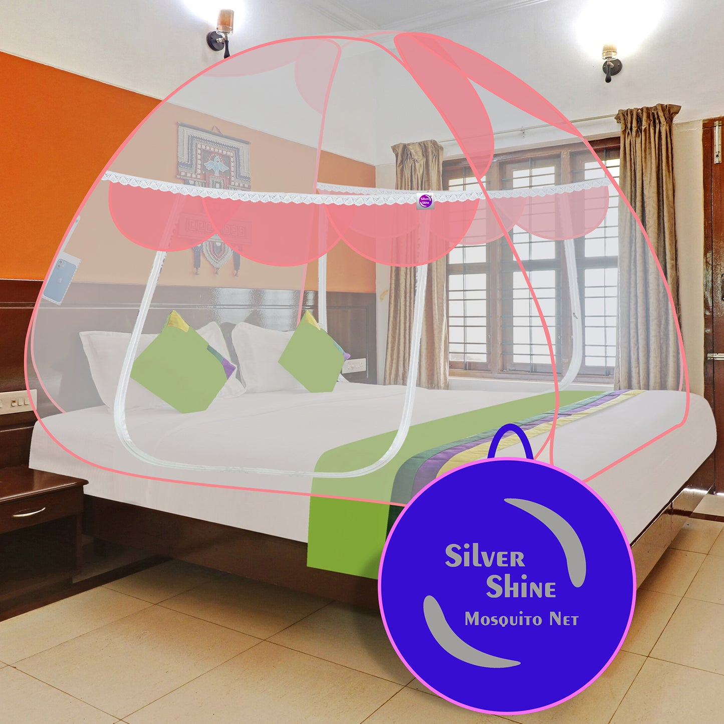 Premium Mosquito net Pink (Double Bed)