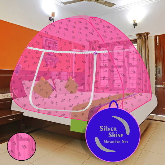 Premium Mosquito net Pink Flower (Double Bed)