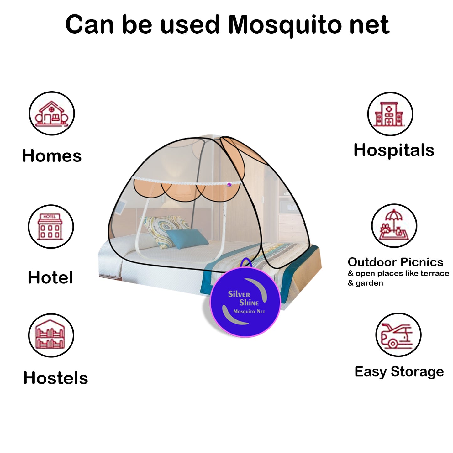 Premium Mosquito net Orange (Single Bed)