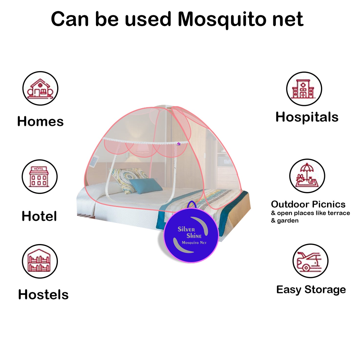 Premium Mosquito net Pink (Single Bed)