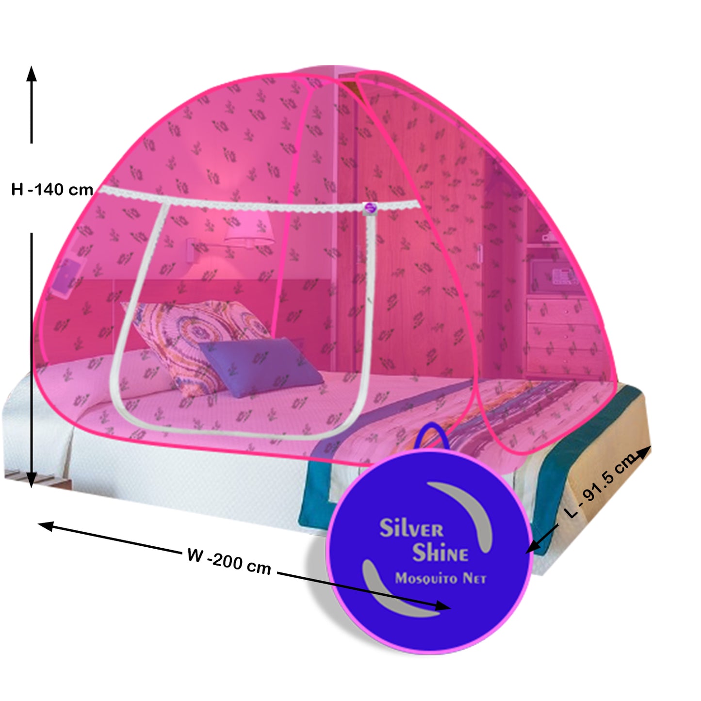 Premium Mosquito net Pink Flower (Single Bed)