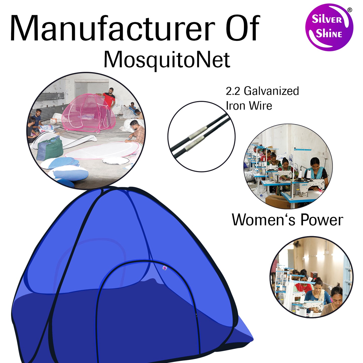 Blue Mosquito net with Base (Double Bed)