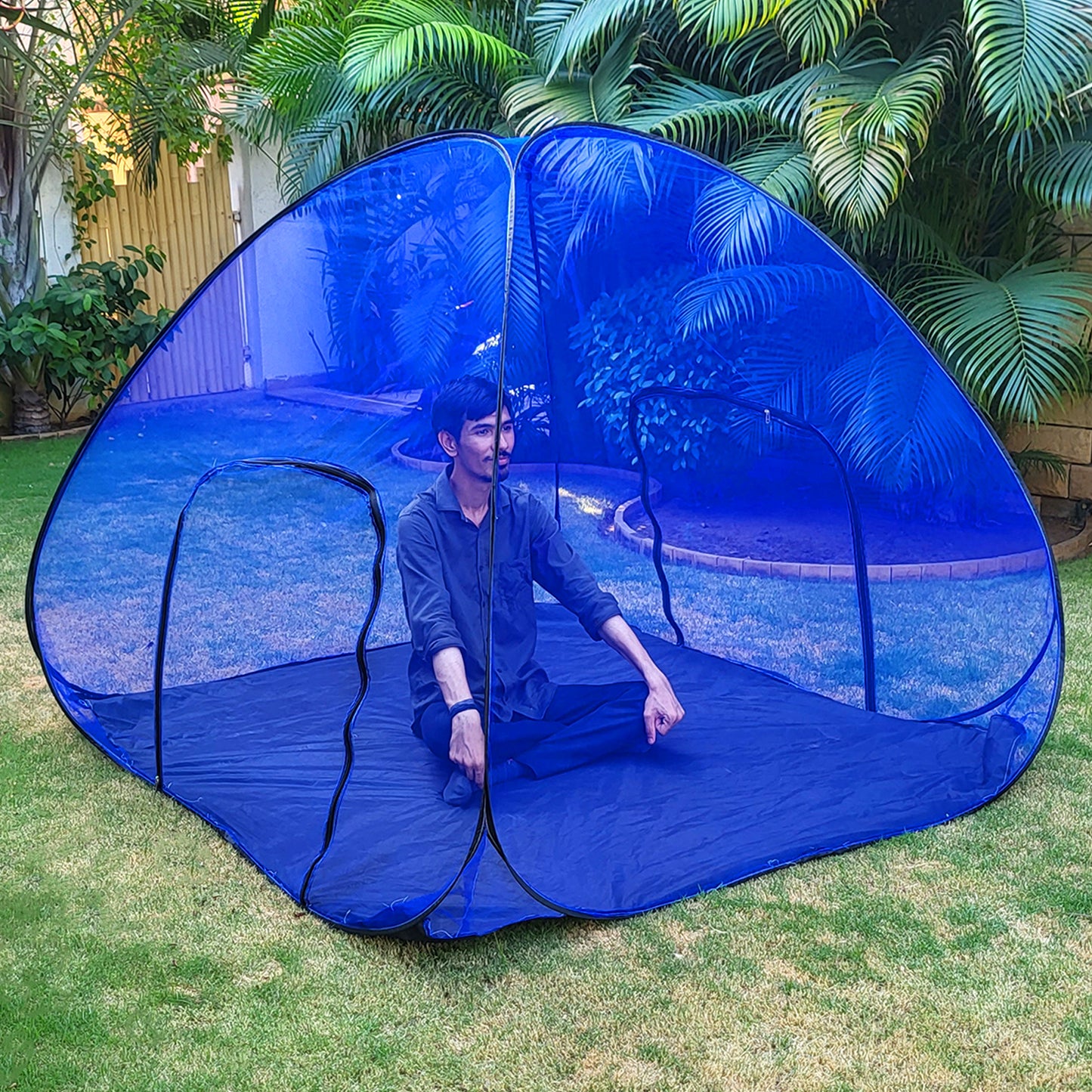 Blue Mosquito net with Base (Double Bed)