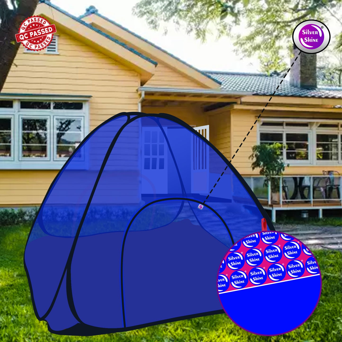 Blue Mosquito net with Base (Double Bed)