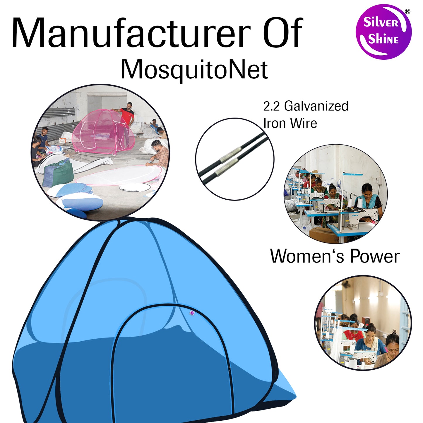 Sky Blue Mosquito net with Base (Double Bed)