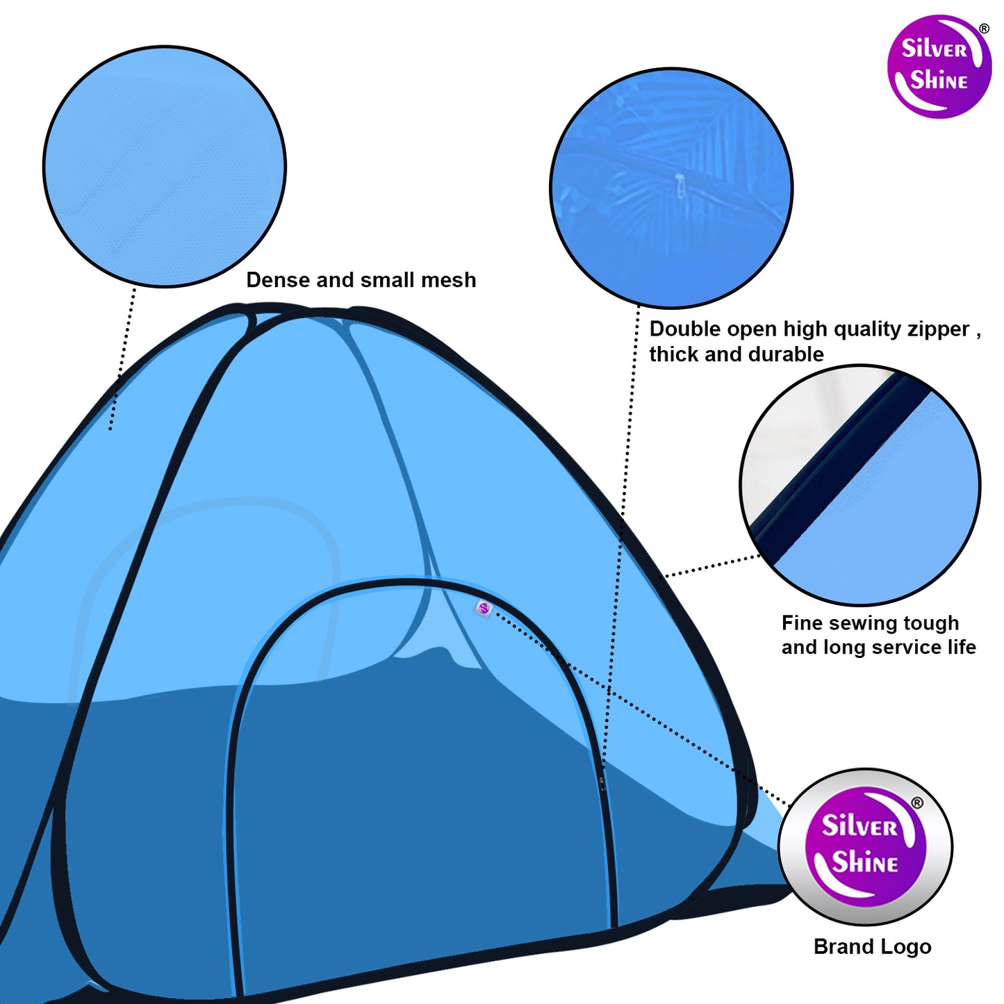 Sky Blue Mosquito net with Base (Double Bed)
