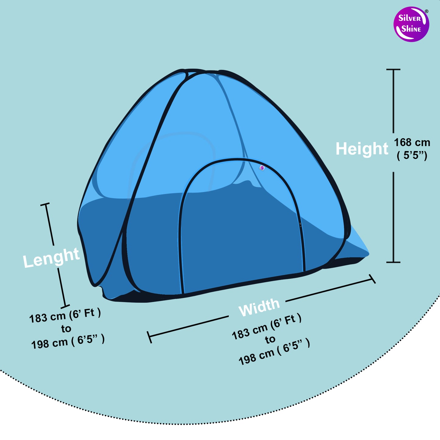 Sky Blue Mosquito net with Base (Double Bed)