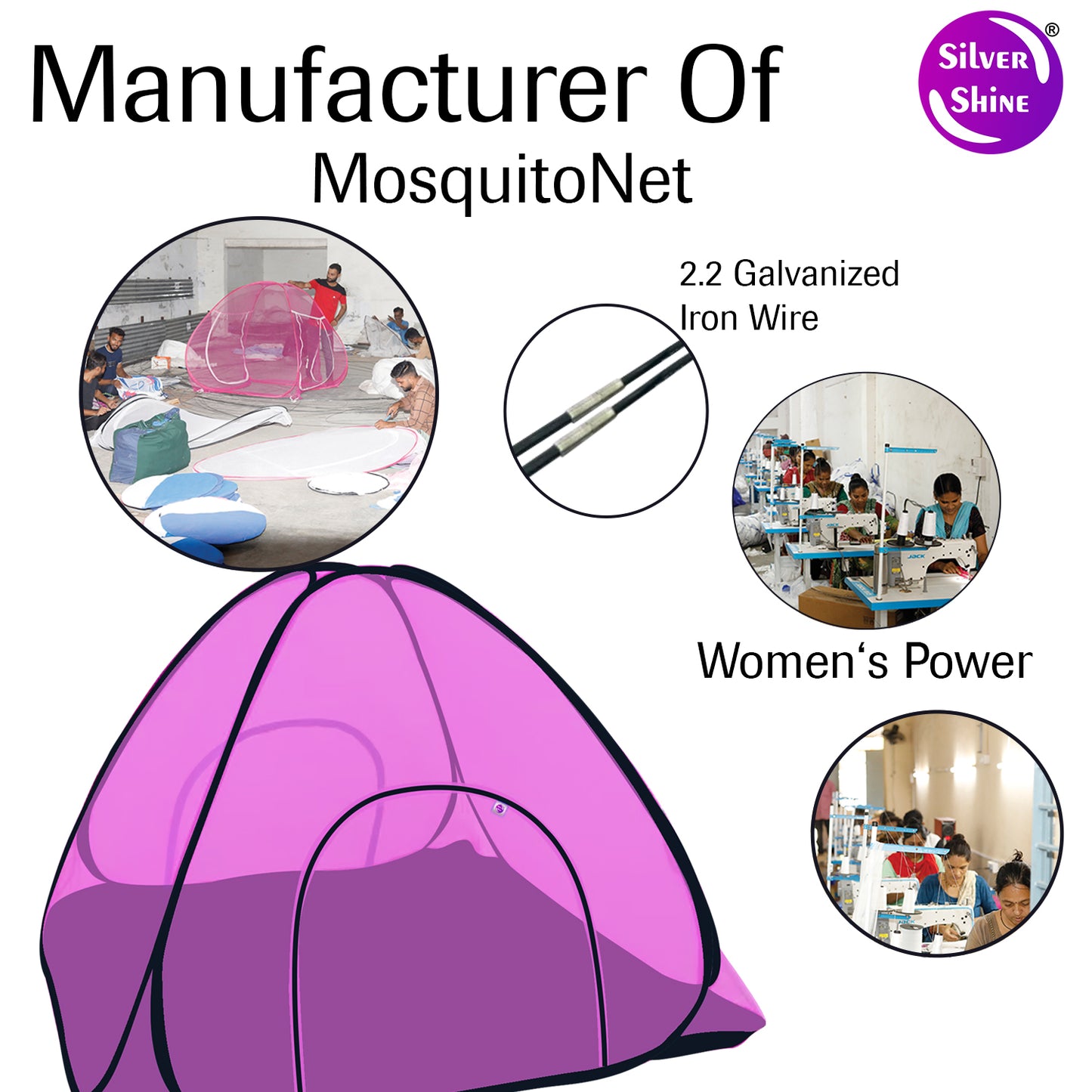 Pink Mosquito net with Base (Double Bed)