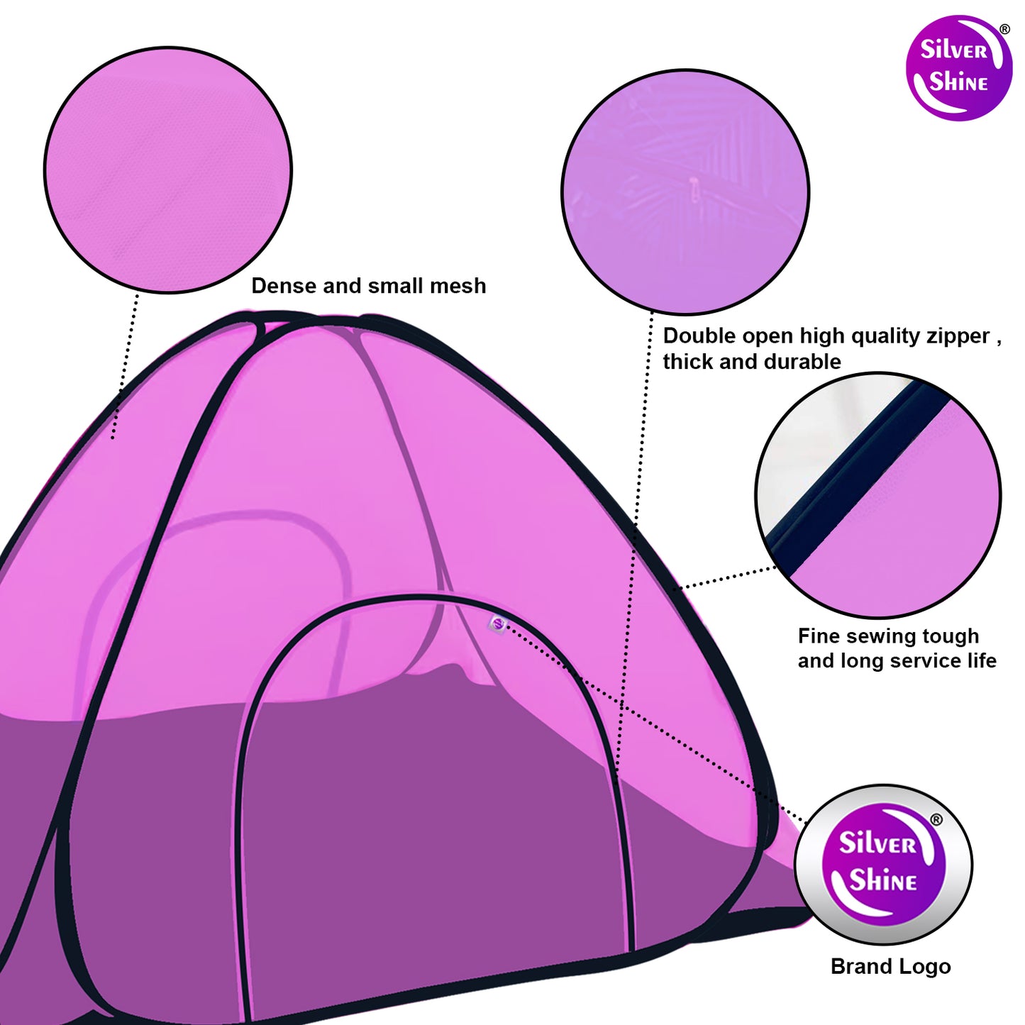 Pink Mosquito net with Base (Double Bed)