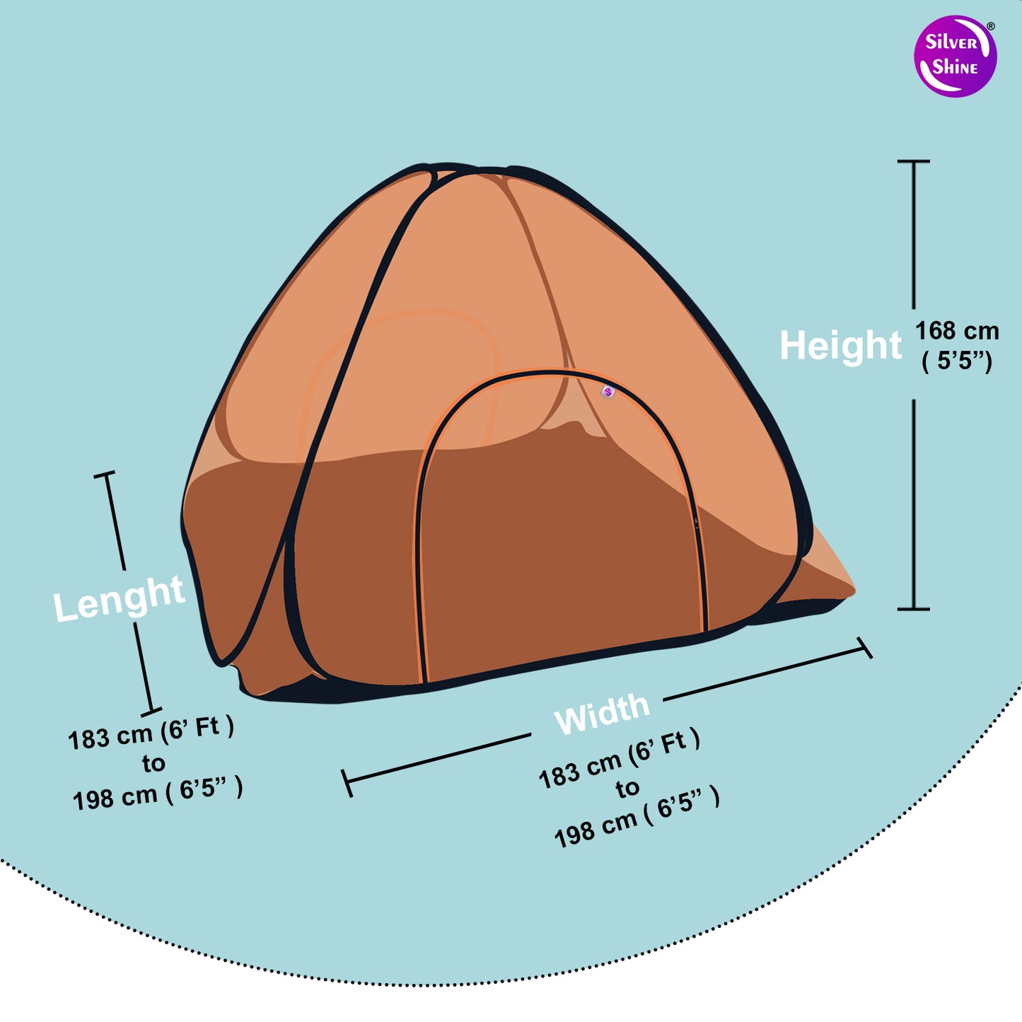 Orange Mosquito net with Base (Double Bed)