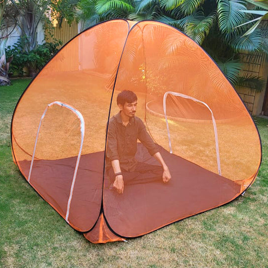Orange Mosquito net with Base (Double Bed)