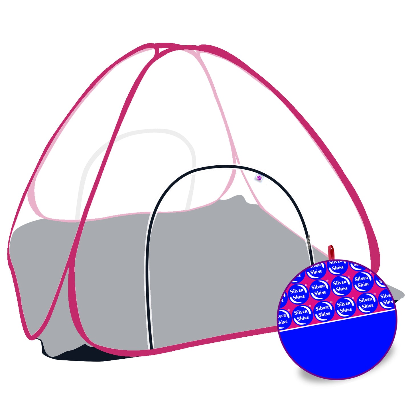 White Pink Mosquito net with Base (Double Bed)