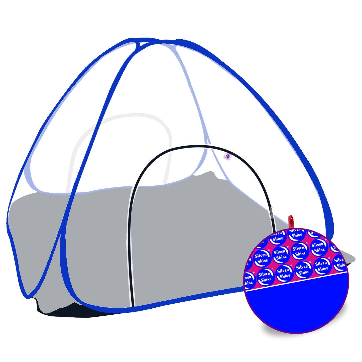 White Blue Mosquito net with Base (Double Bed)