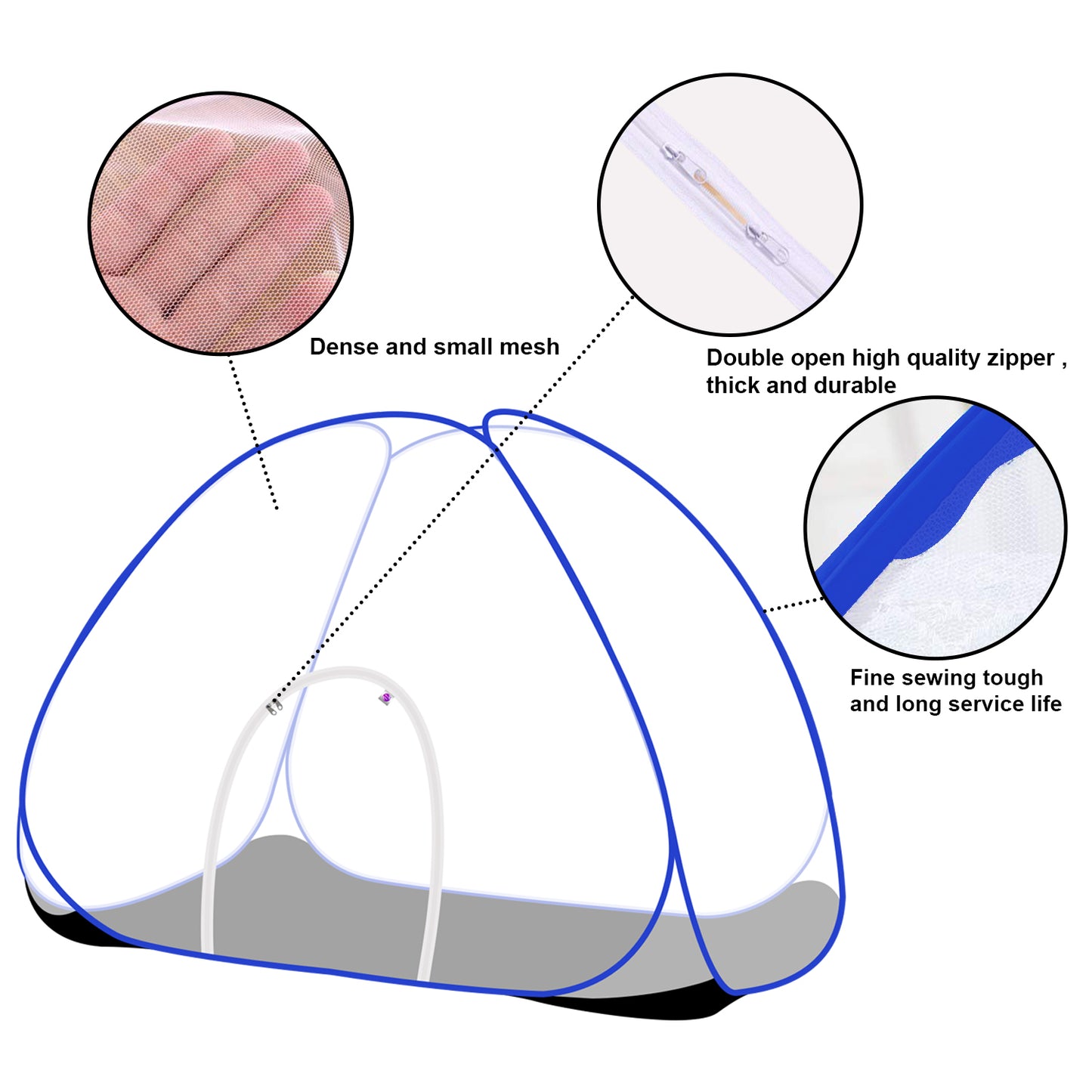 White Blue Mosquito Net With Base (Single Bed)